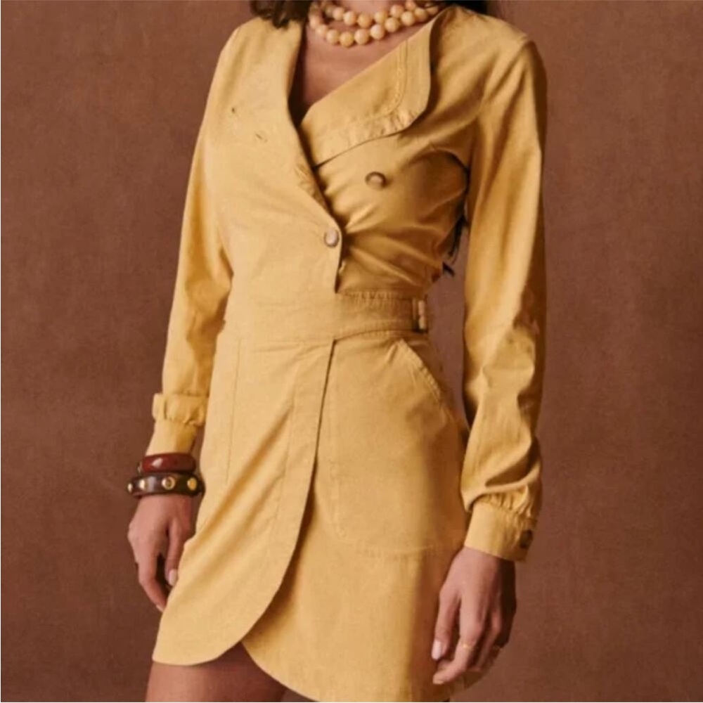 SEZANE Elivira Wrap Dress in Sand - Excellent Re-Owned Condition, Size 34 / US 2